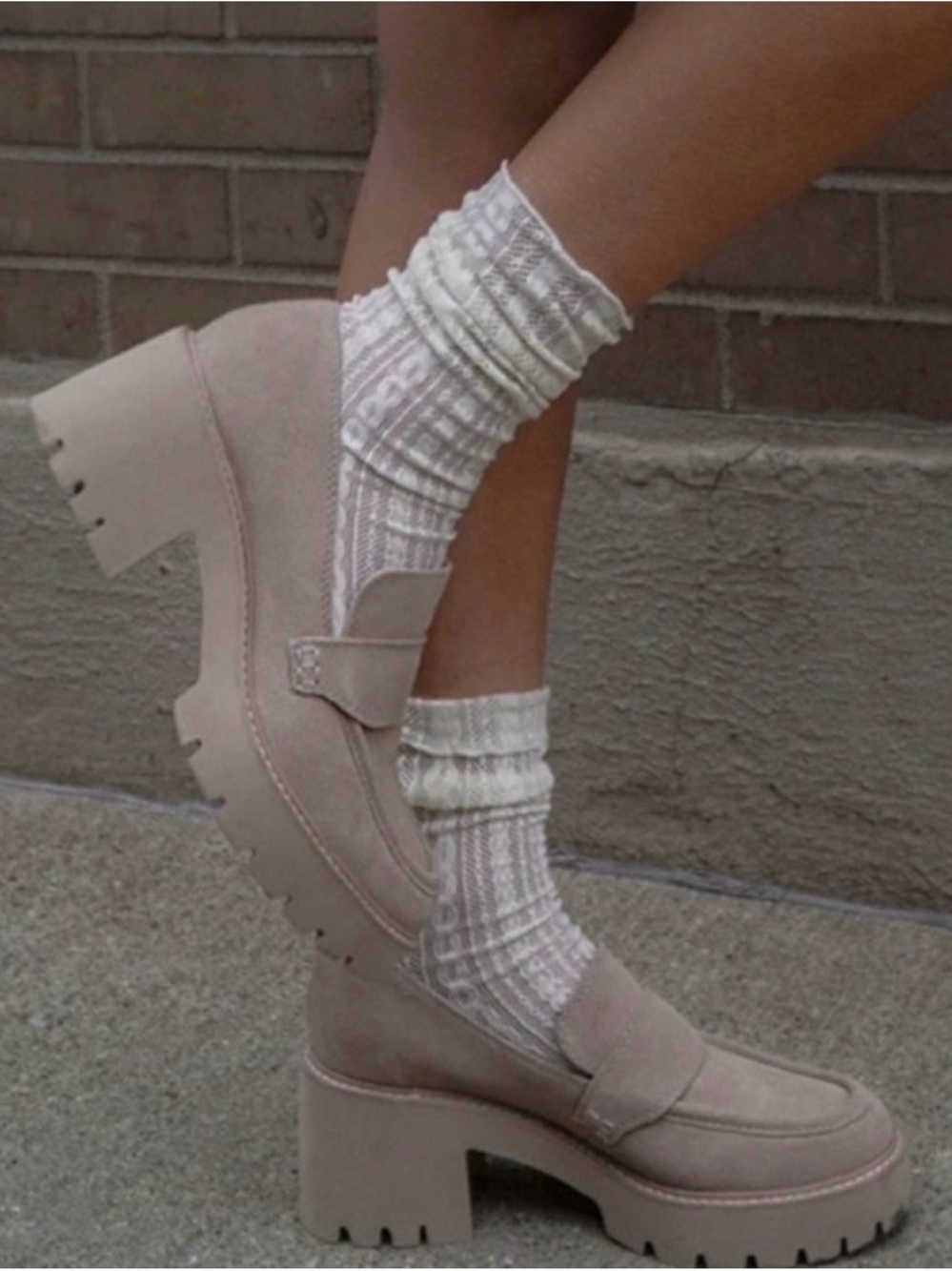 Dolce Vita Chunky Loafer in Light Beige Suede